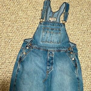 London Jean Overall Romper Skirt Dress Washed Jean Size Medium